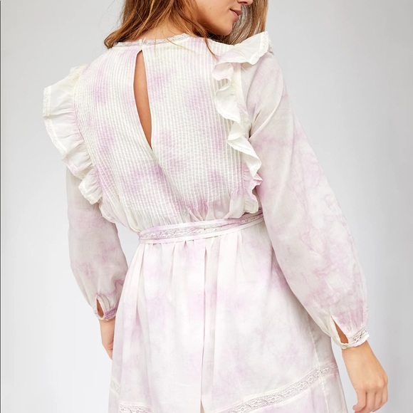 NWT Wilfred Elia Dress Ruffled tie dye blue mini dress size small - Picture 16 of 16